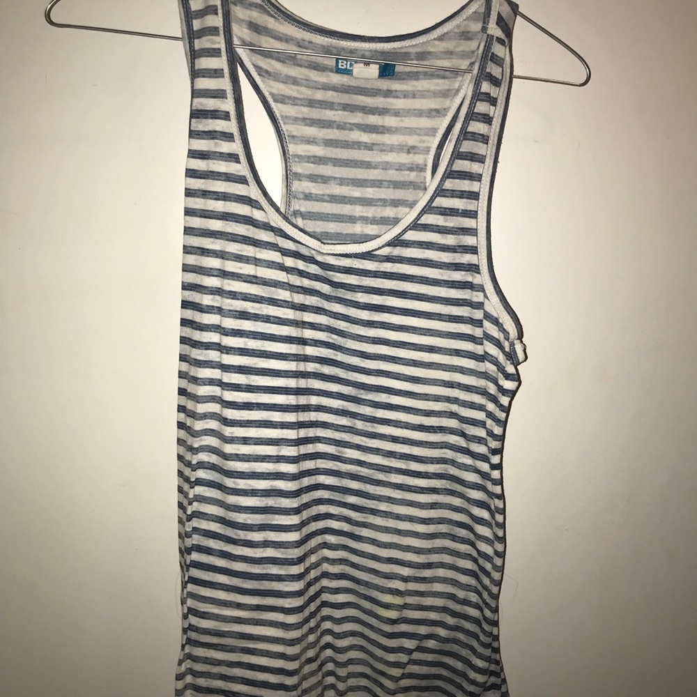 Blue and white striped tank top